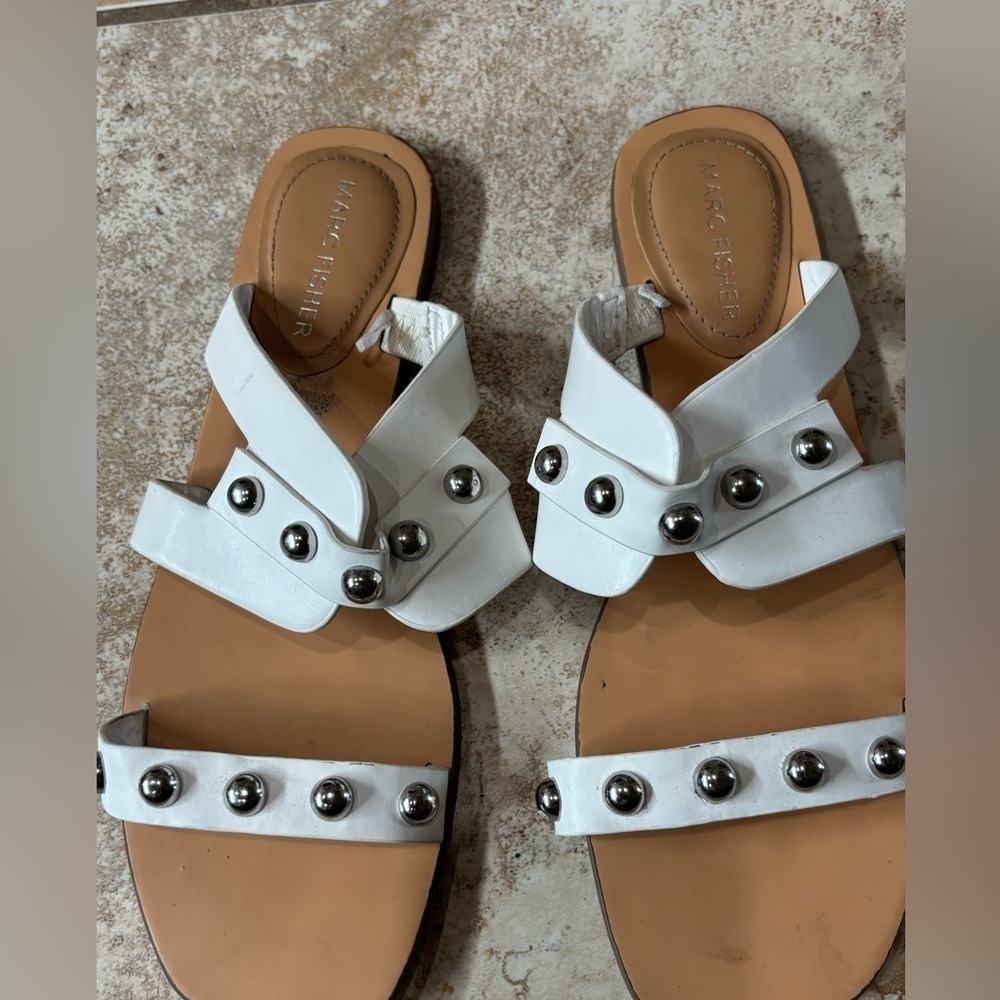 Marc fisher White minimalist Studded Sandals - Picture 2 of 3